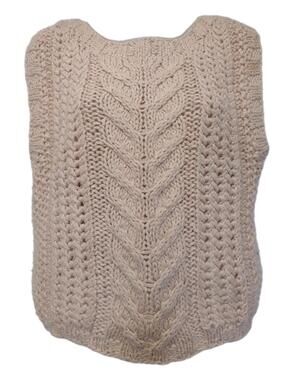 Jennifer Reed Hand Knit Silk Acrylic Vest Apricot Sleeveless Korea L 80s 90s